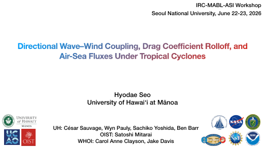 First slide of the directional wave–wind coupling presentation